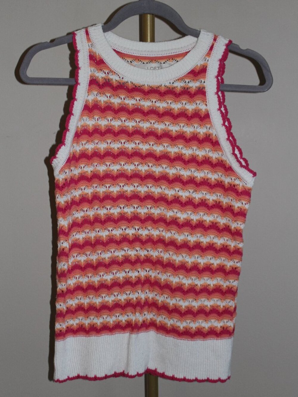 Women's Loft Scallop Sleeveless Sweater Tank, Size Small